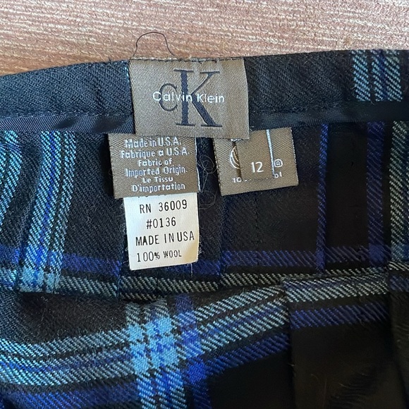 (2) Vintage Calvin Klein Pure Wool High Rise Plaid School Girl Skirt - Picture 5 of 14